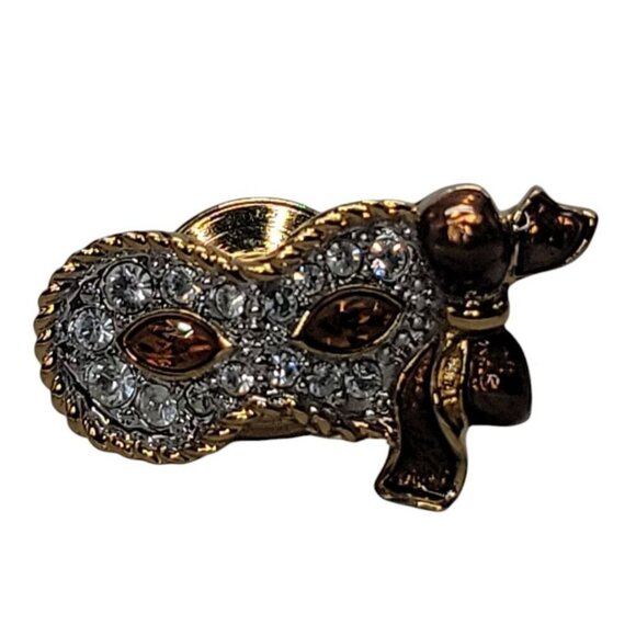 Swarovski Society Members Lapel Pin Masquerade Trilogy Mask Tabac 1999 Retired - Picture 4 of 10